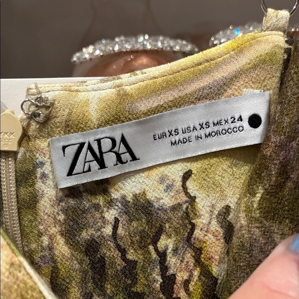 Zara Green and Brown Midi Dress - Picture 4 of 4